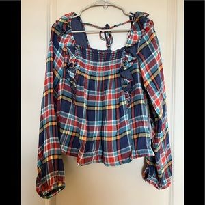 Free people ruffle plaid top